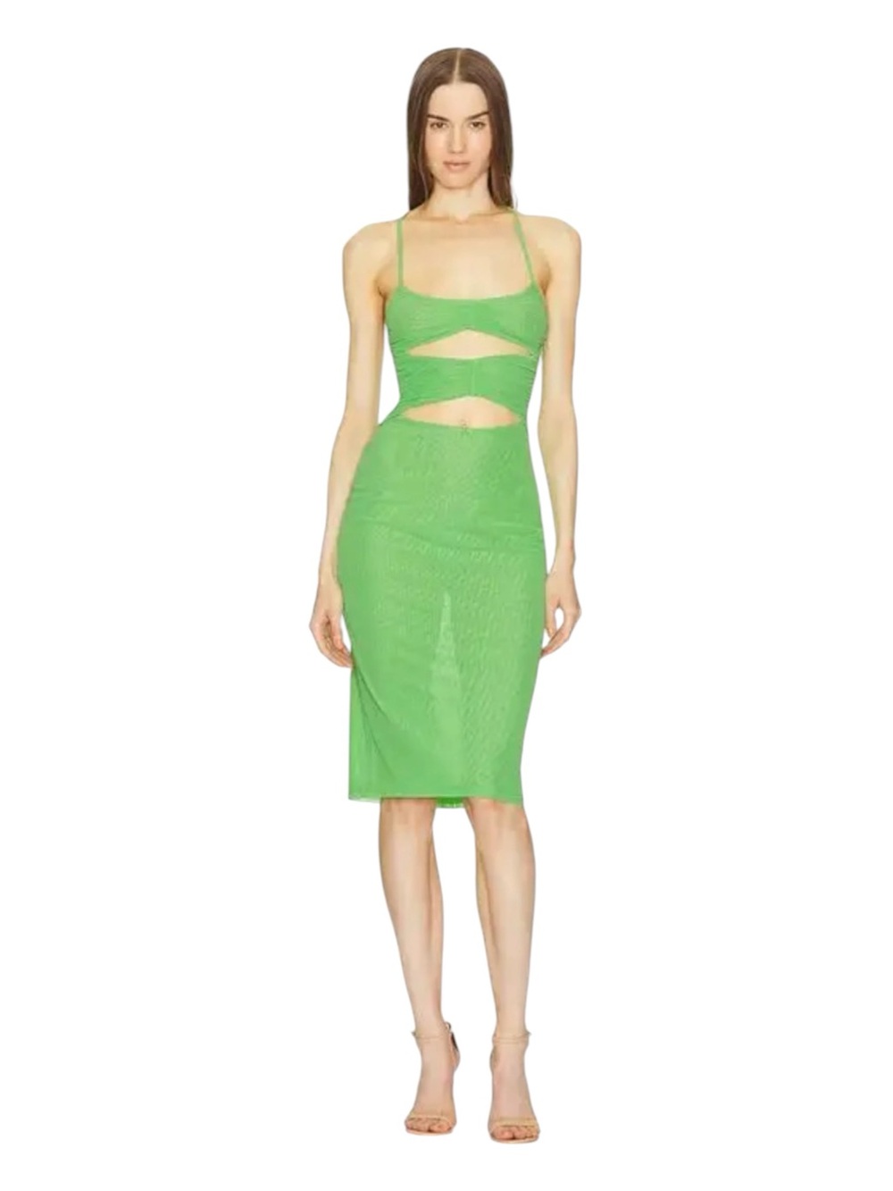 NWT Michael Costello x Revolve Elliot Midi Dress in Green Mesh XS